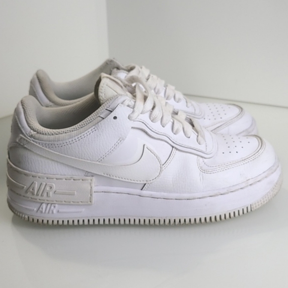 Ladies 8.5 Nike AF1 Shadow Triple White Platform Sneaker Shoe Air Force One UK 6 - Picture 3 of 5